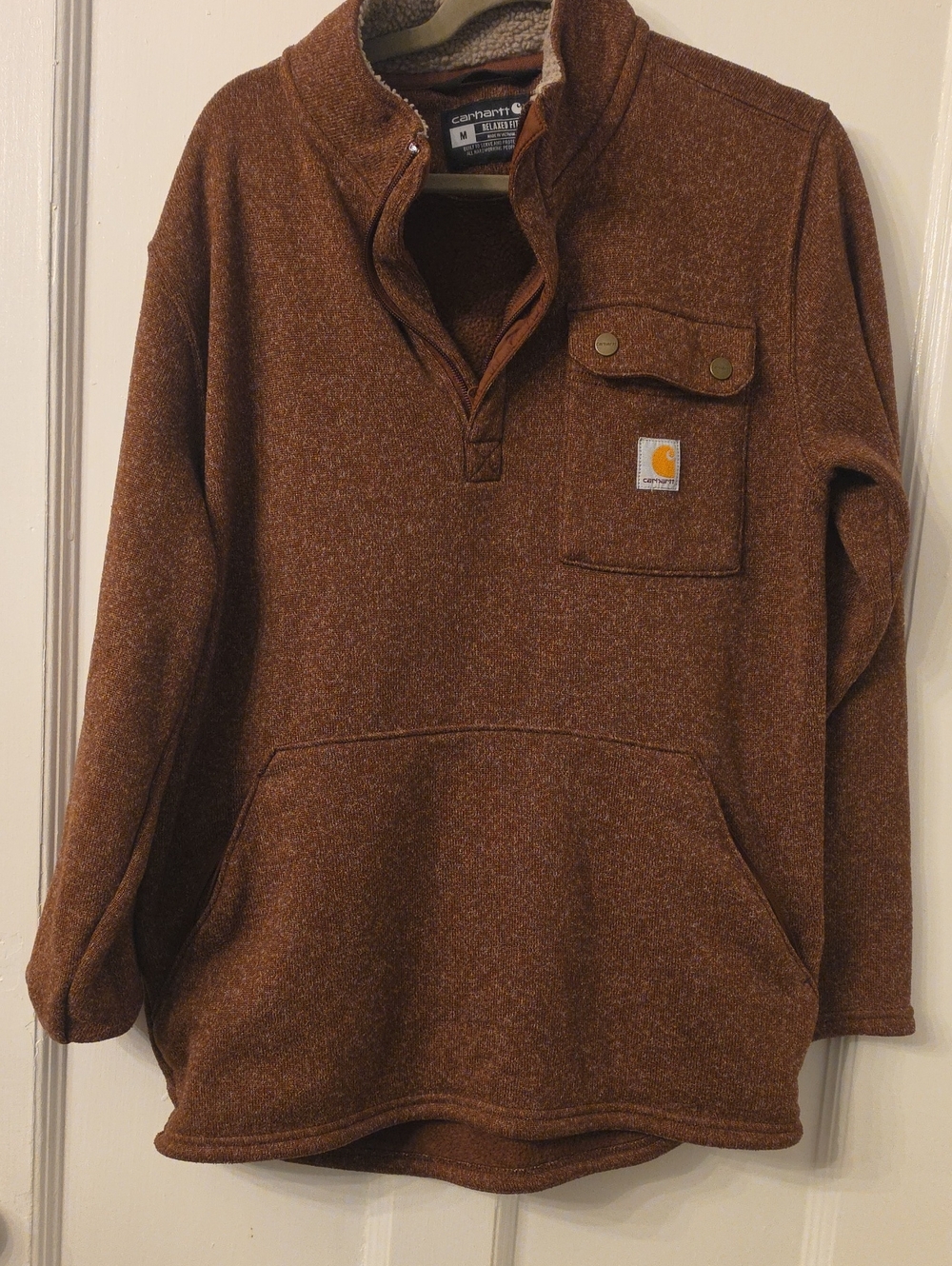 Carhartt Relaxed Fit Midweight Quarter-Zip Pocket Sweater Fleece Quarter-Zip Med